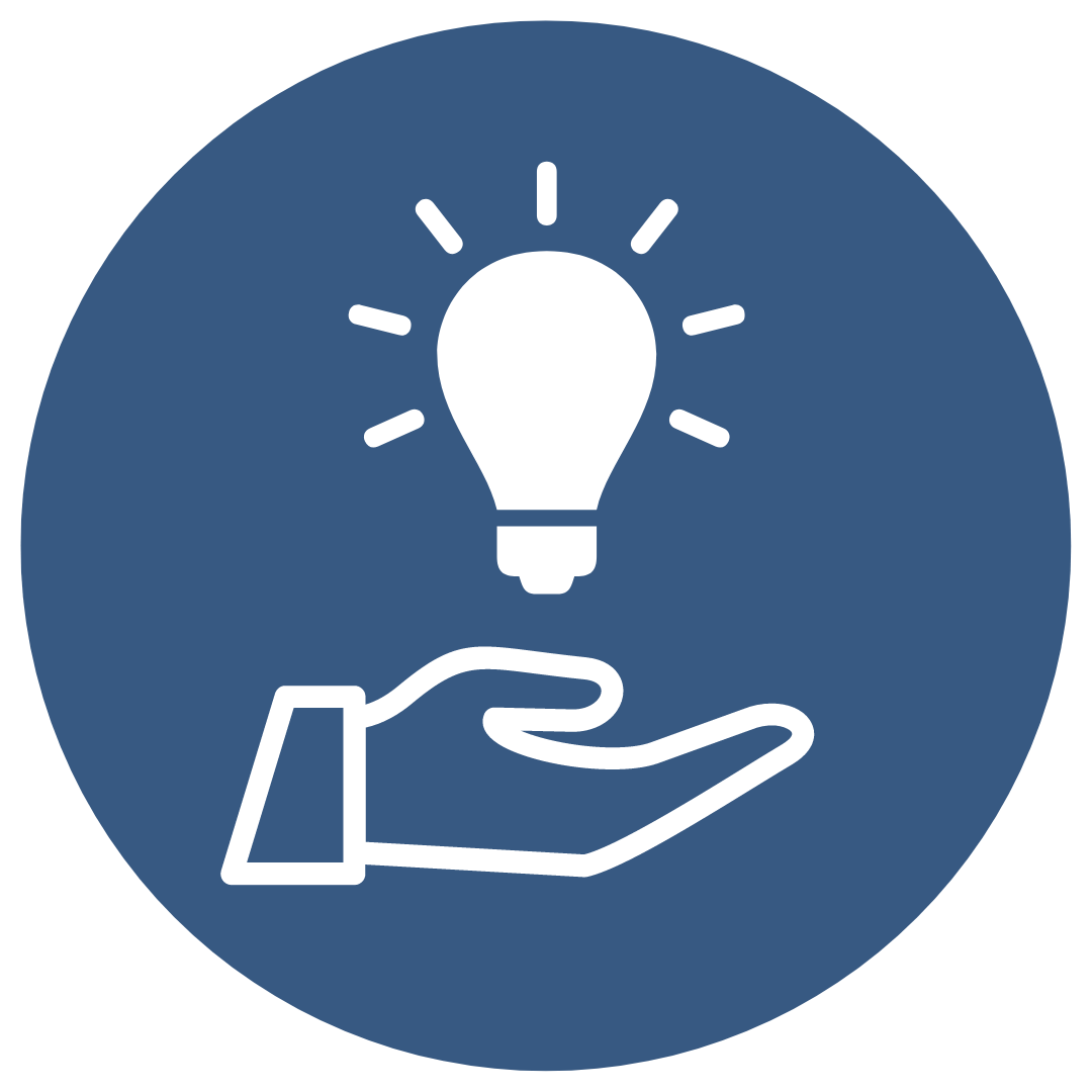 Candour Talent Recruitment Agency - About Us Page. Emphasising Our Value: Opportunity. Depicted by a Lightbulb above Hand Icon, signifying our commitment to fostering innovation, creativity, and seizing every opportunity for growth and success.